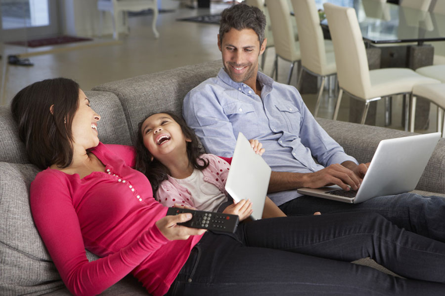 family on couch